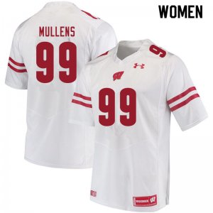 Women's Wisconsin Badgers NCAA #99 Isaiah Mullens White Authentic Under Armour Stitched College Football Jersey FA31K01VX